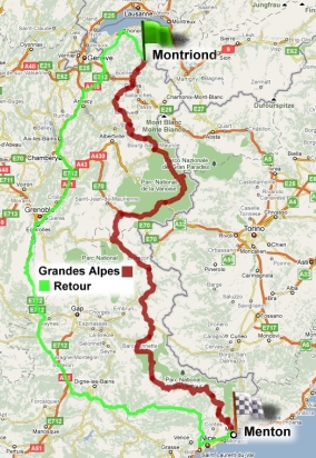 Carte du trajet aller-retour